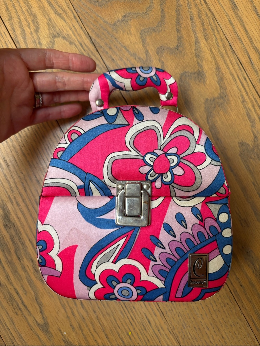 Vibrant 1990s Caboodles Pink Floral Mini Handbag